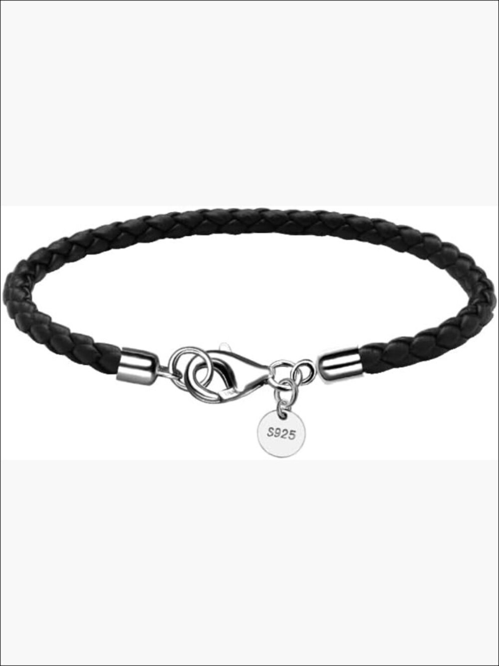 Braided Leather Bracelet with 925 Silver Clasp, 4MM Thick, Handcrafted